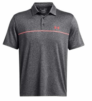 Under Armour Playoff 3.0 Stripe polo uomo, nero/rosso solstice