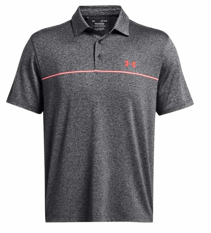 Under Armour Playoff 3.0 Stripe polo uomo, nero/rosso solstice