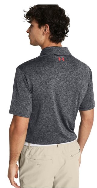 Under Armour Playoff 3.0 Stripe polo uomo, nero/rosso solstice
