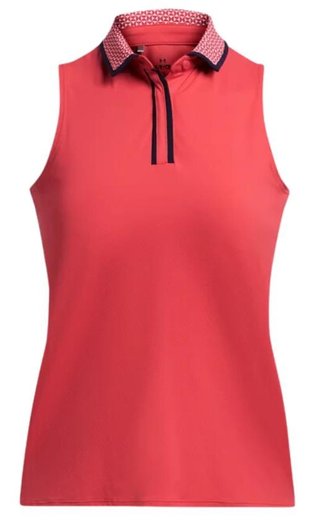 Under Armour Iso-Chill polo da donna, red solstice/white