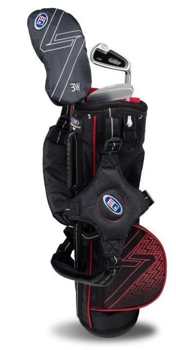 U.S. Kids Golf UL7-39 (99cm) W30 3-Club junior set da golf + borsa da trasporto, nero/rosso