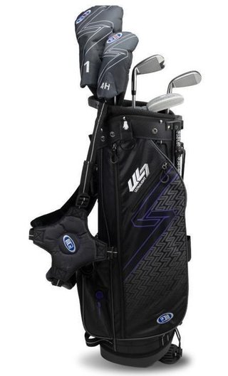 U.S. Kids Golf UL7-54 (137cm) W15 5-Club junior set da golf + stand bag, nero/viola