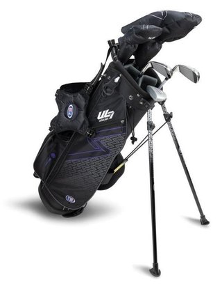 U.S. Kids Golf UL7-54 (137cm) W15 5-Club junior set da golf + stand bag, nero/viola