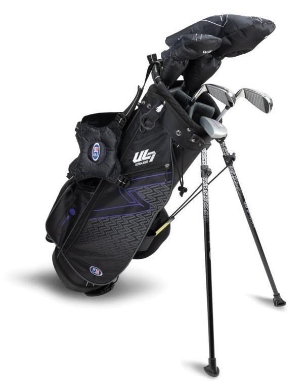 U.S. Kids Golf UL7-54 (137cm) W15 5-Club junior set da golf + stand bag, nero/viola