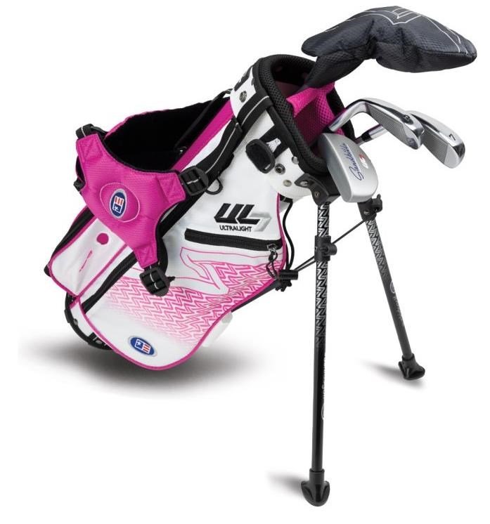 U.S. Kids Golf UL7-42 (107cm) W25 4-Club junior set da golf + stand bag, bianco/rosa