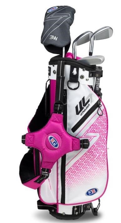U.S. Kids Golf UL7-42 (107cm) W25 4-Club junior set da golf + stand bag, bianco/rosa