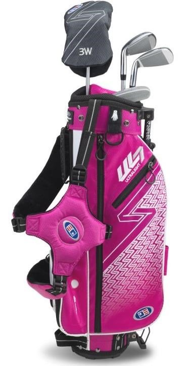 U.S. Kids Golf UL7-45 (114cm) W25 4-Club junior set da golf + stand bag, rosa/bianco