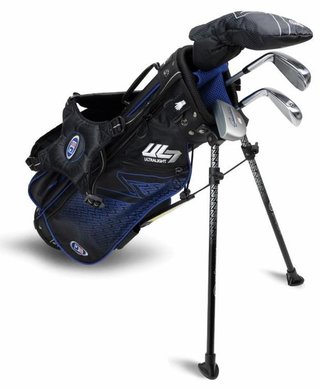 U.S. Kids Golf UL7-45 (114cm) W25 4-Club junior set da golf + stand bag, nero/blu
