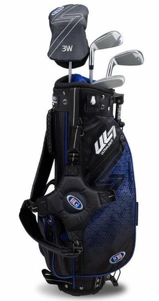 U.S. Kids Golf UL7-45 (114cm) W25 4-Club junior set da golf + stand bag, nero/blu