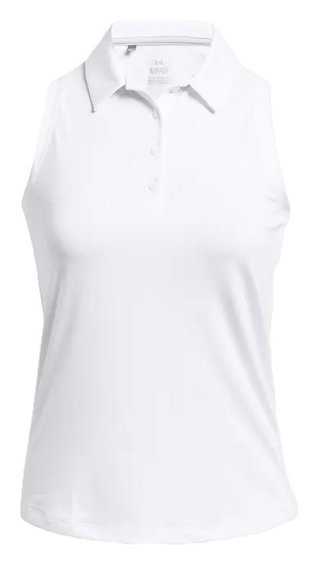 Under Armour Playoff Sleeveless polo da donna, bianco/halo gray