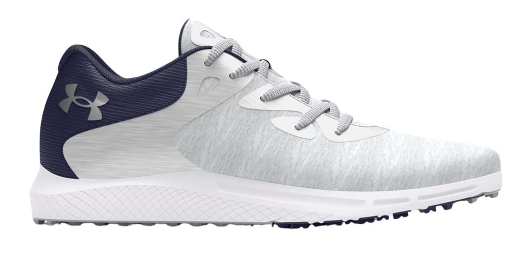 Under Armour Charged Breathe 2 Knit SL scarpe da golf donna, halo grey/midnight navy/metallic silver