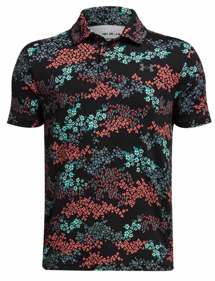 Under Armour Playoff Printed junior polo, nero/hydro teal
