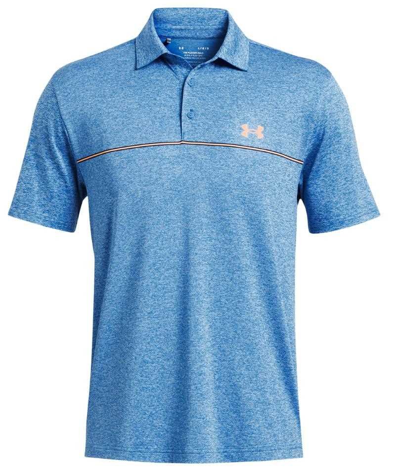 Under Armour Playoff 3.0 Stripe polo uomo, photon blue/nova orange/midnight navy