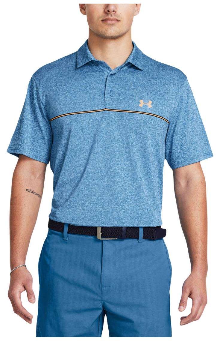Under Armour Playoff 3.0 Stripe polo uomo, photon blue/nova orange/midnight navy