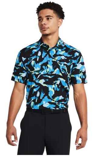 Under Armour Playoff 3.0 Printed polo da uomo, nero/capri