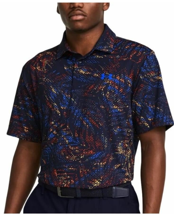 Under Armour Playoff 3.0 Printed polo uomo, midnight navy/phoenix