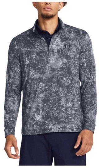 Under Armour Playoff Printed 1/4 Zip felpa da uomo, downpour gray/midnight navy