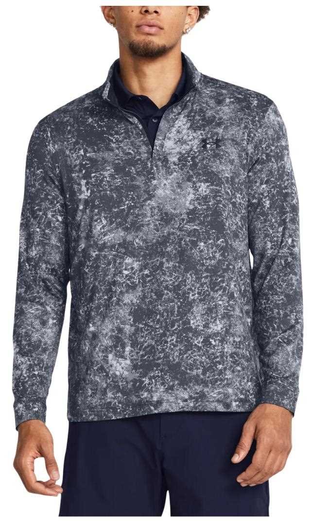 Under Armour Playoff Printed 1/4 Zip felpa da uomo, downpour gray/midnight navy