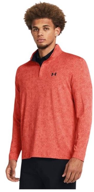 Under Armour Playoff Printed 1/4 Zip felpa da uomo, coho/red solstice/black
