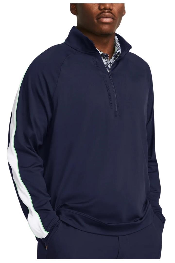 Under Armour Storm Midlayer 1/2 Zip felpa uomo, midnight navy/matrix green/white