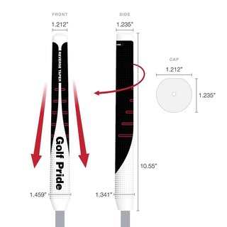 Golf Pride Reverse Taper putter grip, Round Large, cappuccio rosso
