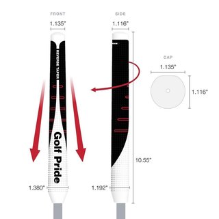Golf Pride Reverse Taper putter grip, Round Medium, cappuccio rosso