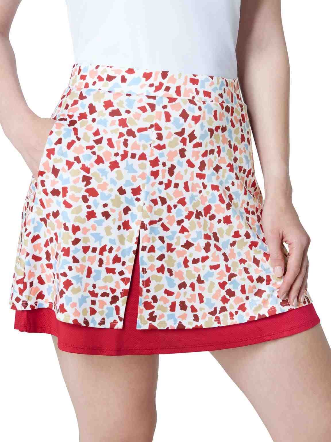 Callaway 17" Mosaic Print Flounce skort donna, brilliant white