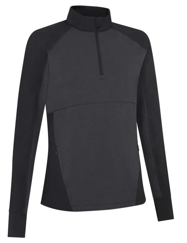 Callaway Lightweight Knit Heathered 1/4 Zip maglia donna a maniche lunghe, ebony heather