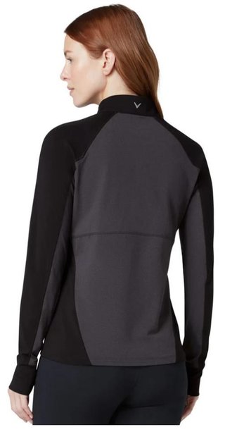 Callaway Lightweight Knit Heathered 1/4 Zip maglia donna a maniche lunghe, ebony heather