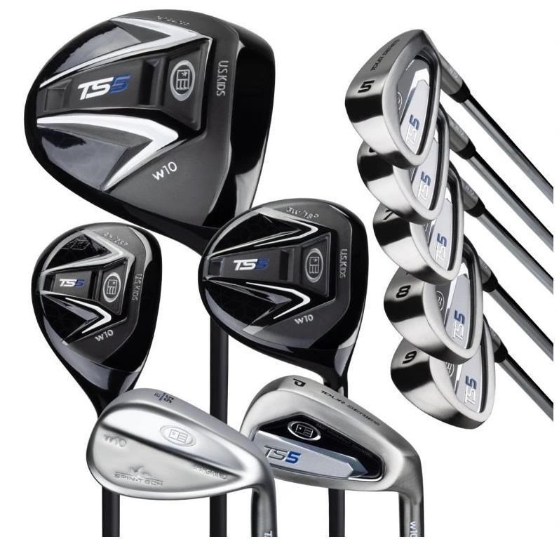 U.S. Kids Golf TS5-57 (145cm) 10-Club set da golf junior, grafite + stand bag, blu navy/bianco