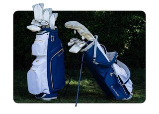 TaylorMade Kalea Gold ladies cart bag 2024, blu navy/bianco