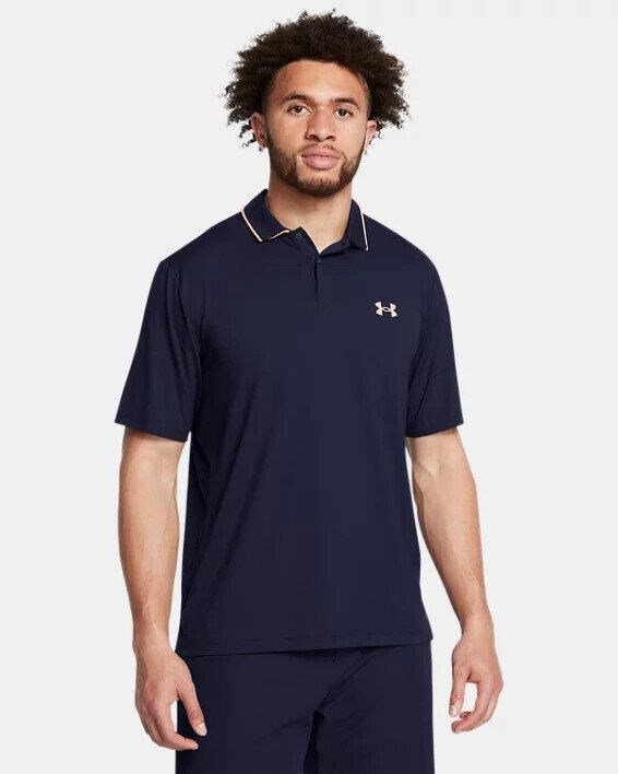Under Armour Iso-Chill polo da uomo, midnight navy/flare orange