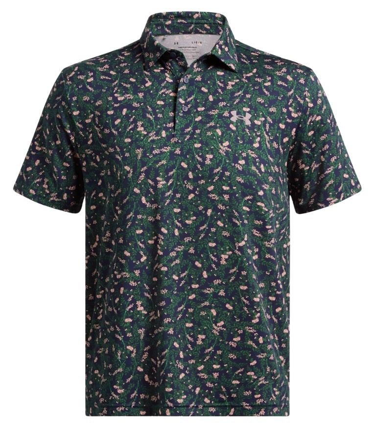Under Armour Playoff 3.0 Printed polo uomo, midnight navy/forest green/tetra gray