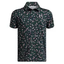 Under Armour Playoff Printed junior polo, midnight navy/forest green
