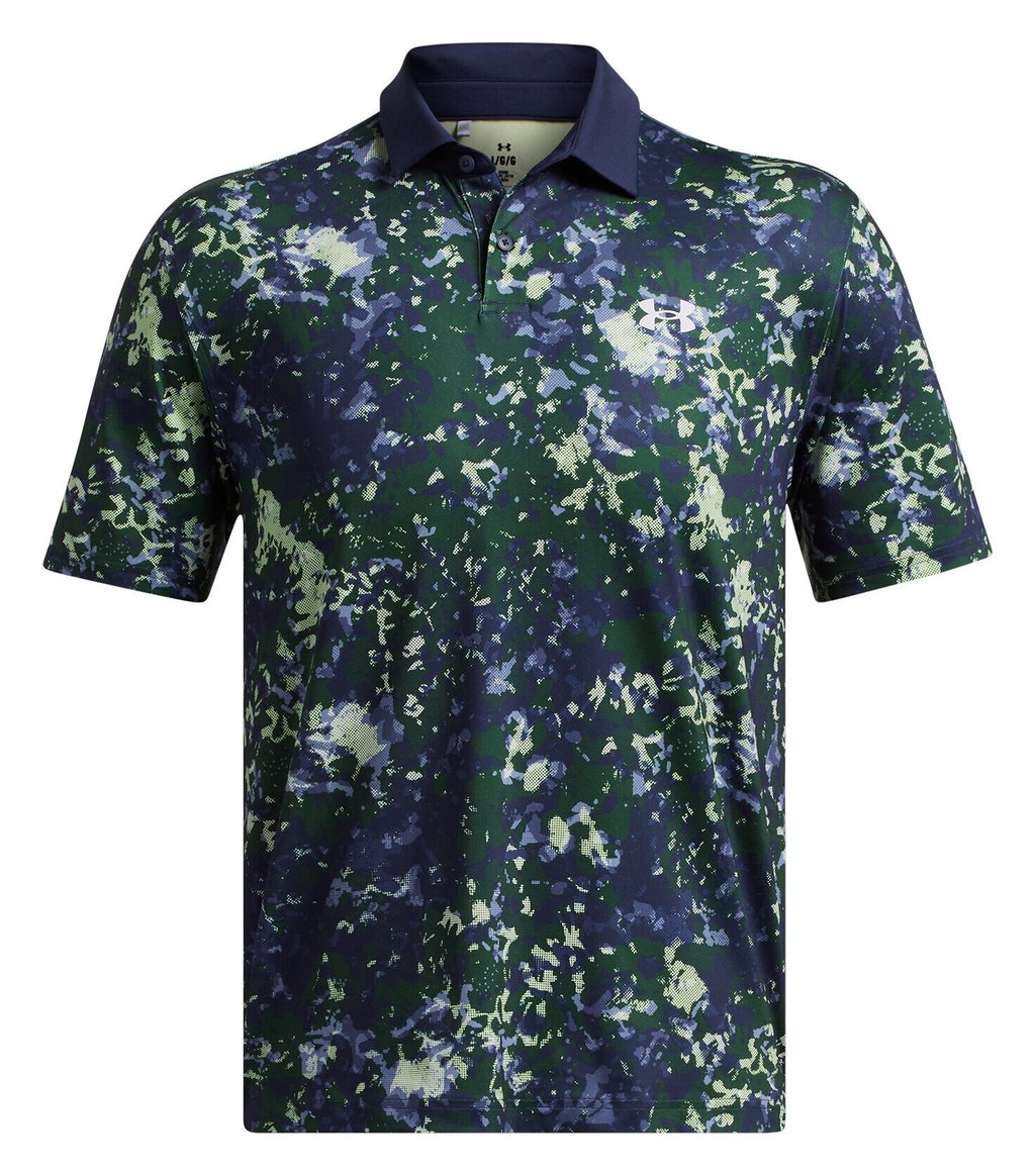 Under Armour T2G Printed polo da uomo, retro green/midnight navy