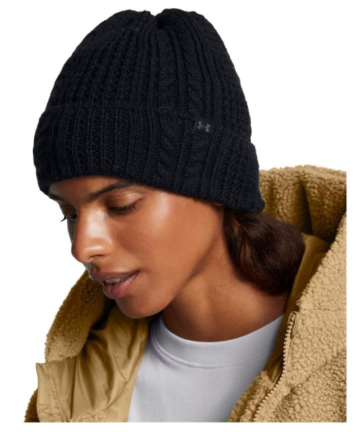Under Armour Halftime Cable Knit beanie da donna, nero