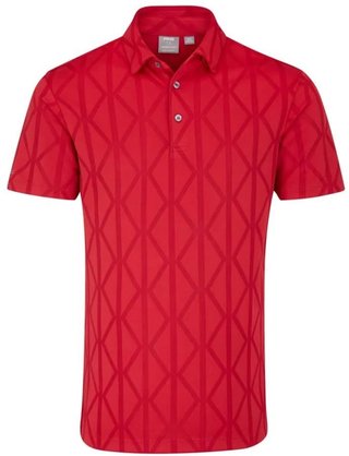 PING Lenny Jacquard polo da uomo, rich red