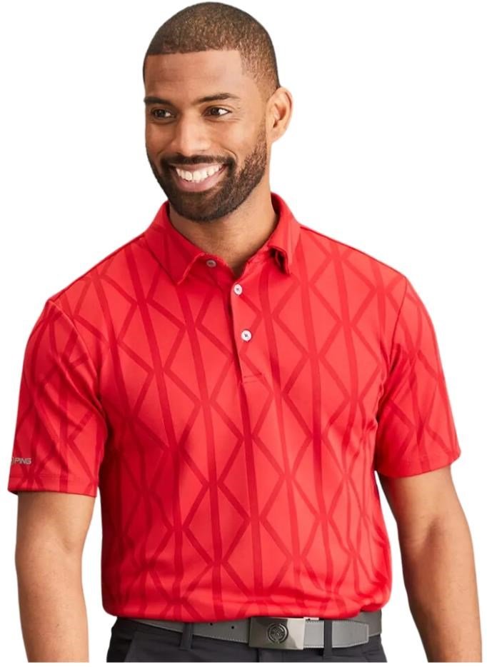 PING Lenny Jacquard polo da uomo, rich red