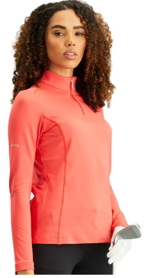 PING Aveline Half Zip donna maglia a maniche lunghe, cayenne