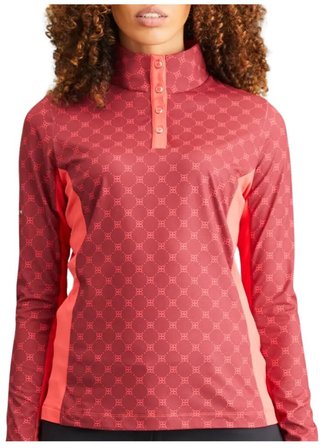 PING Lolette Printed manica lunga polo da donna, tibetan red multi/cayenne