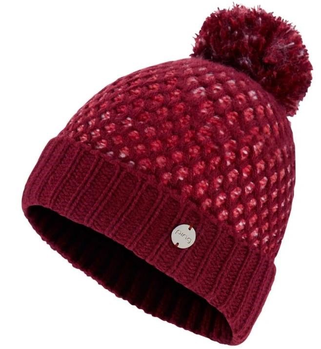 PING Oti Textured Knit Bobble berretto invernale da donna 2024, tibetan red multi