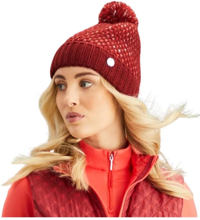 PING Oti Textured Knit Bobble berretto invernale da donna 2024, tibetan red multi