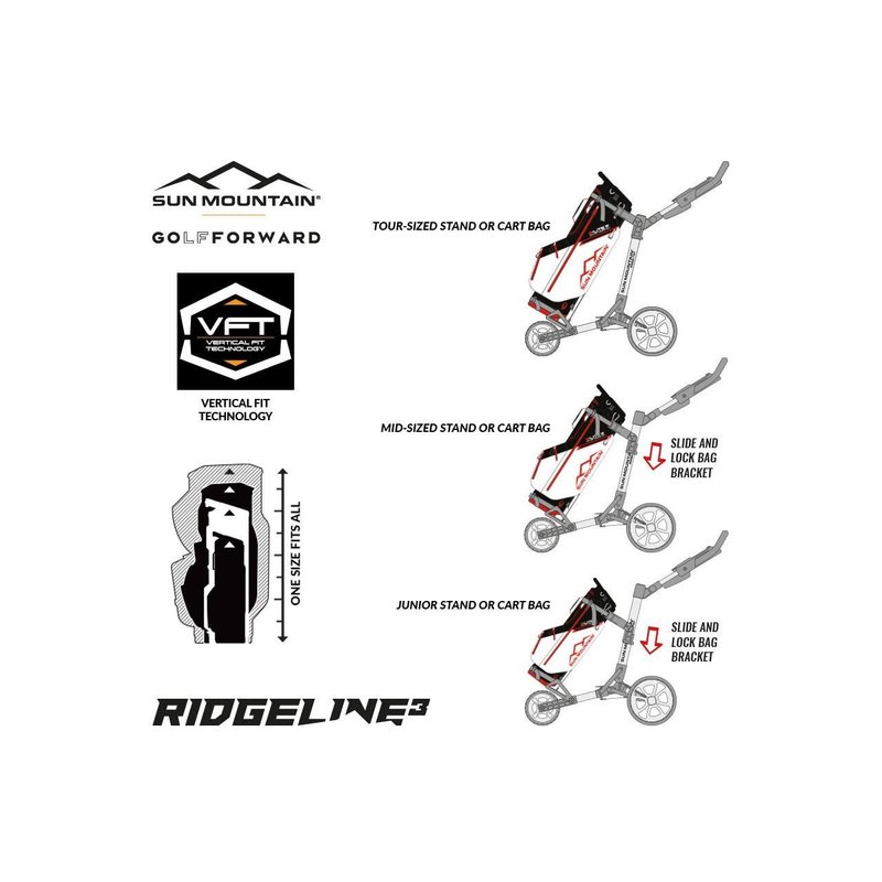 Sun Mountain Ridgeline 3 carrello da golf manuale, nero