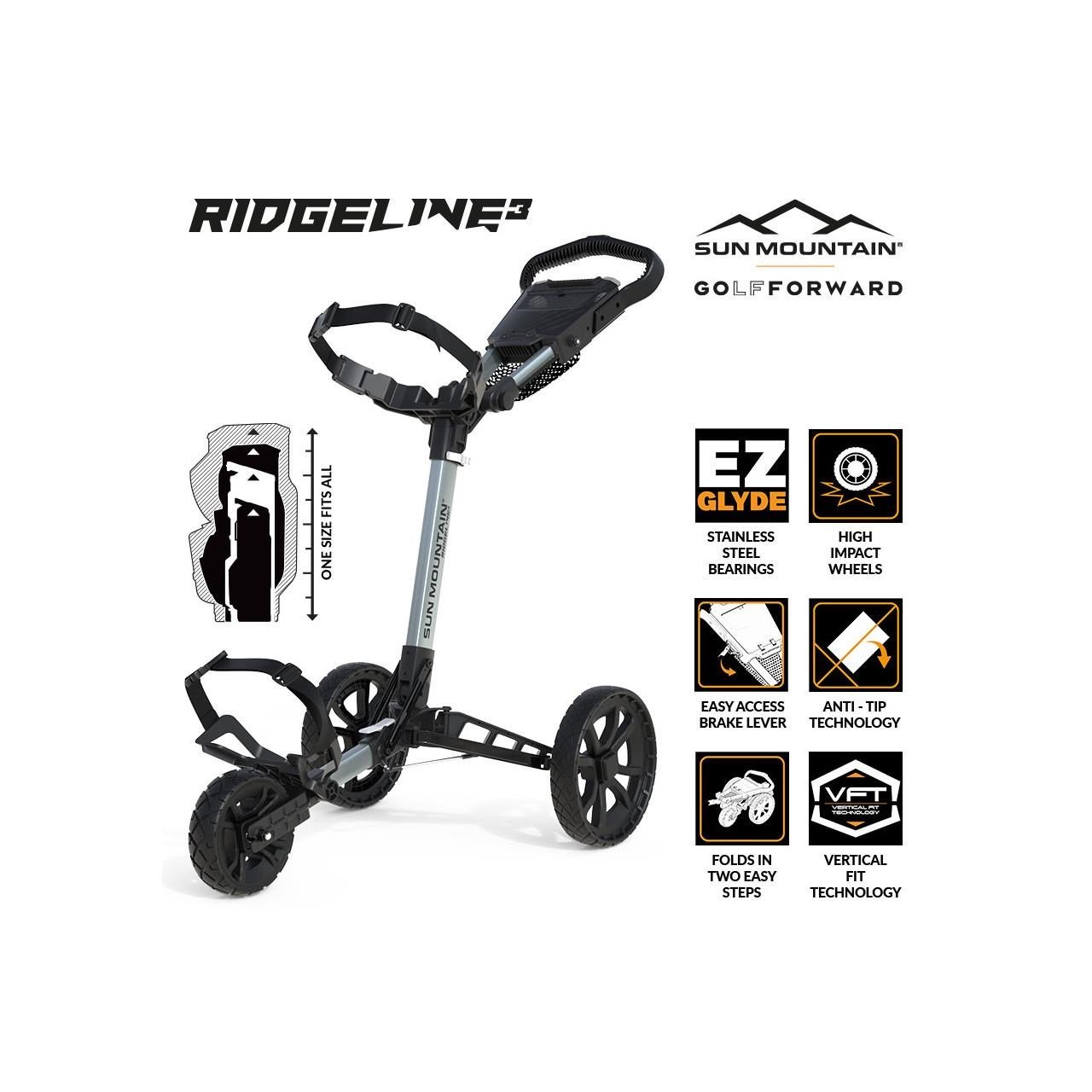 Sun Mountain Ridgeline 3 carrello manuale, argento