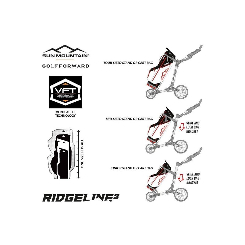 Sun Mountain Ridgeline 3 carrello manuale, argento