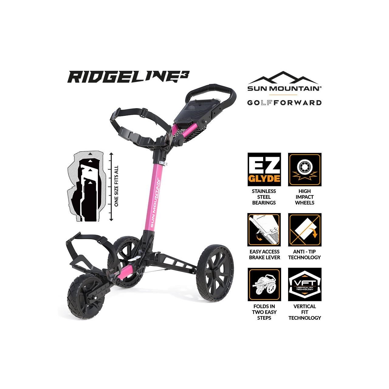 Sun Mountain Ridgeline 3 carrello da golf manuale, rosa
