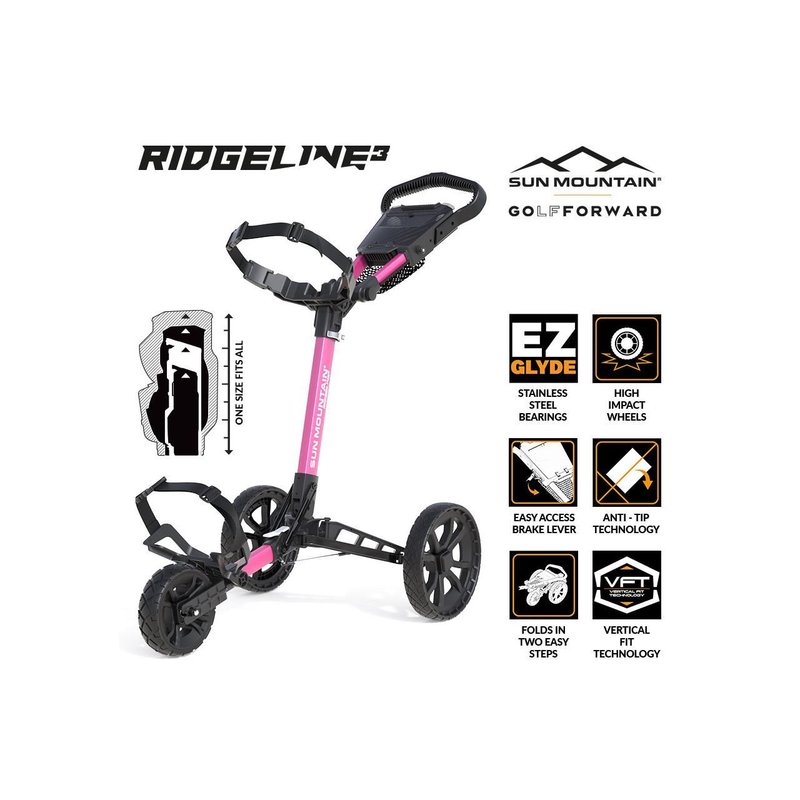 Sun Mountain Ridgeline 3 carrello da golf manuale, rosa