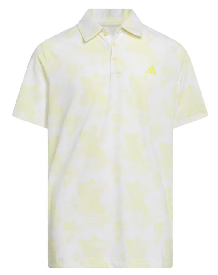 Adidas Printed Scripted junior polo da bambino, bianco/giallo polvere
