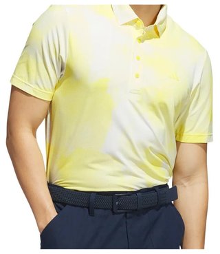 Adidas Ultimate365 Tour Printed polo uomo, bianco/giallo polvere