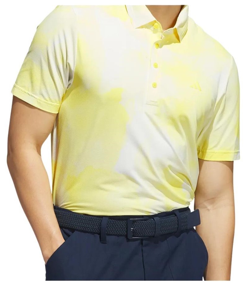 Adidas Ultimate365 Tour Printed polo uomo, bianco/giallo polvere